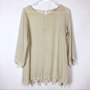 SALE! Altar’d State Blouse Beige Crocheted Hem